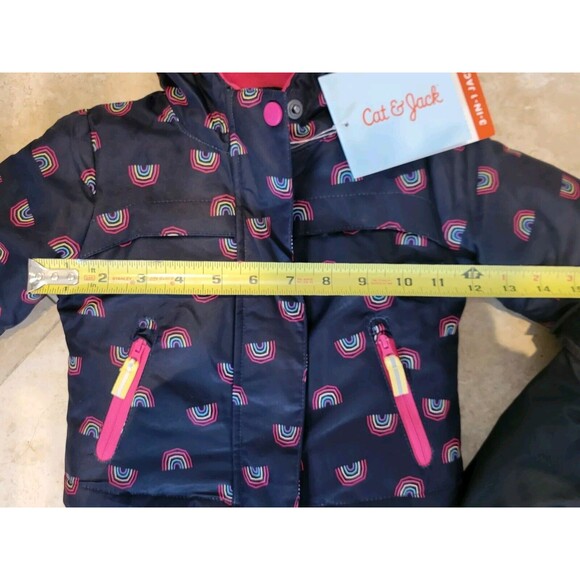 Cat & Jack Hot Pink & Black Rainbow 3 in 1 Jacket Snow Bib Pants set 12mos - Picture 8 of 8
